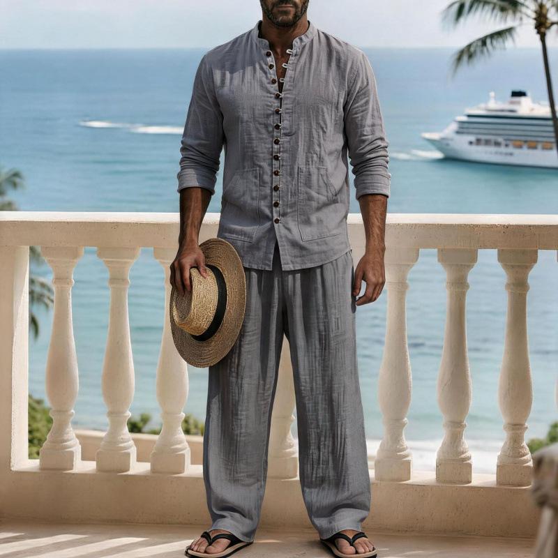 Camisa de lino de manga larga  - Mens Linen Shirt Long Sleeve reseña y precio