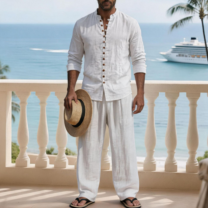 Camisa de lino de manga larga  - Mens Linen Shirt Long Sleeve reseña y precio