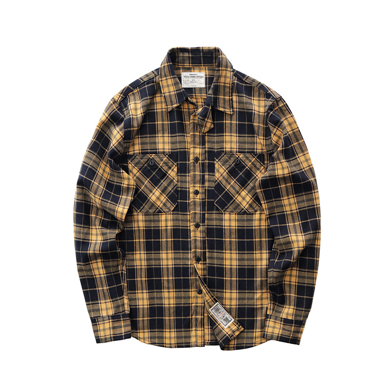 Otoño nuevo japonés Retro 300g - Flannel Plaid Shirt Heavy Weight reseña y precio