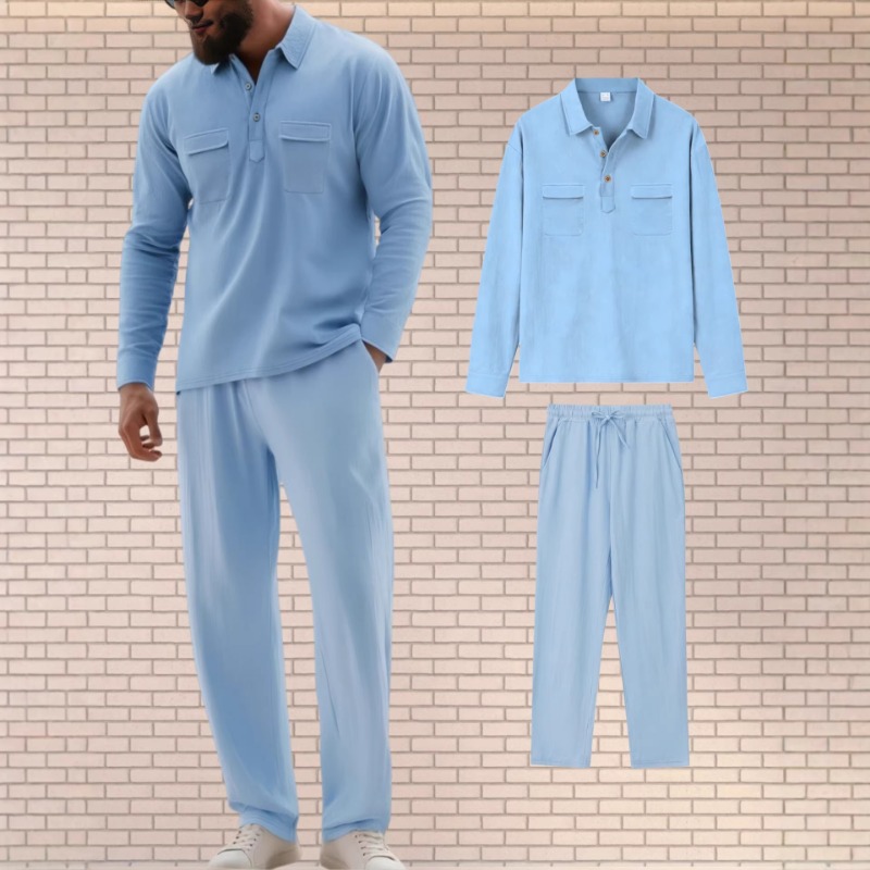 Conjunto de dos piezas de lino - Mens Linen Shirt Long Sleeve reseña y precio