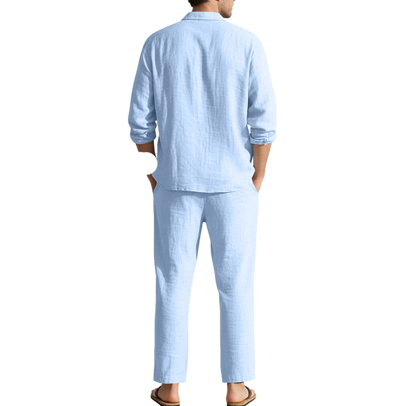 Conjuntos Casuales de Lino par - Mens Linen Shirt Long Sleeve reseña y precio